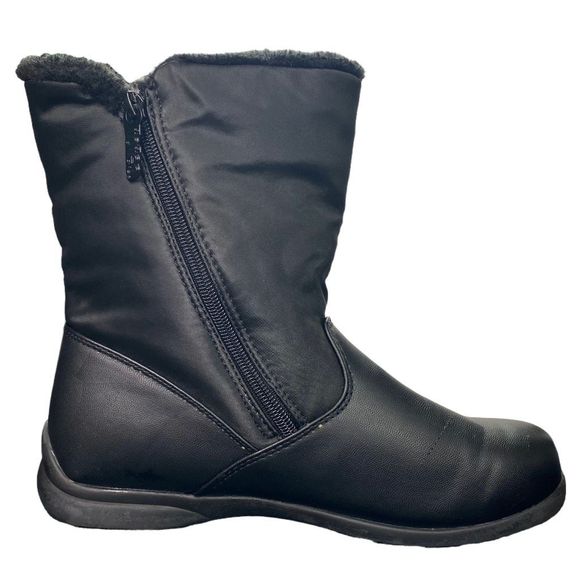 Totes Black Faux Fur Side-Zip Boots - Size 8M - Picture 5 of 12